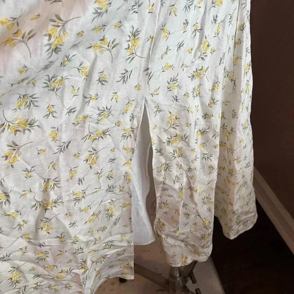 Ever New Curve bardot frill midi dress in lemon ditsy floral size 6 - Picture 6 of 8